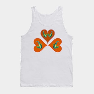 Angelfish | Three hearts in red for a fish in motion | White background | Tank Top